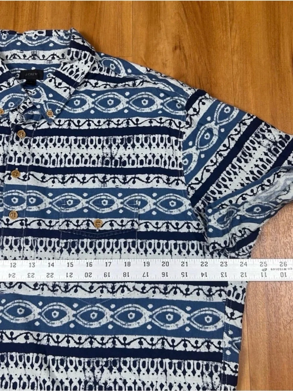J Crew Blue Geometric Shirt XL Short Sleeve Casual Summer Button Up Mens